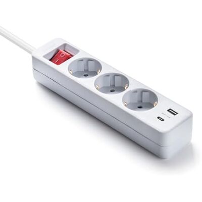 Famatel Listwa zasilająca ecosockets 3 gniazda z portami USB i USB C Gniazda z wyłącznikiem zasilania kompatybilne z telefonami komórkowymi I 1,5 metra do 3680 W ochrona dzieci biała Famatel Listwa zasilająca ecosockets 3 gniazda z portami USB i USB C Gniazda z wyłącznikiem zasilania kompatybilne z telefonami komórkowymi I 1,5 metra do 3680 W ochrona dzieci biała
