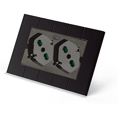 Fanton 421000-60 Uniwersalne gniazdo wpuszczane OPERA/LNW podwójne gniazdo włoskie/niemieckie 2P+T 16A 1 gniazdo USB-C 5V 3A wstępnie przewodowe do 3-modułowego pudełka + adapter USB C/A Fanton 421000-60 Uniwersalne gniazdo wpuszczane OPERA/LNW podwójne gniazdo włoskie/niemieckie 2P+T 16A 1 gniazdo USB-C 5V 3A wstępnie przewodowe do 3-modułowego pudełka + adapter USB C/A