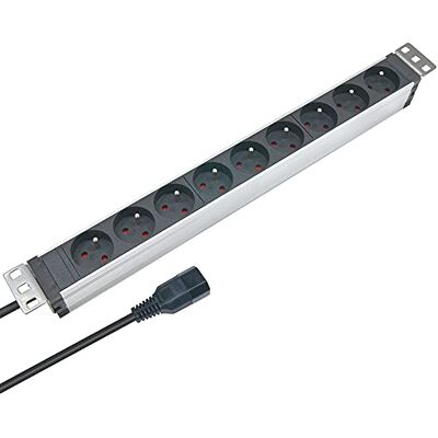 Waytex 37320 listwa zasilająca, aluminium, 9 gniazd, 19 cali, kabel 1,80 m, wtyczka C14, obrotowe mocowania Waytex 37320 listwa zasilająca, aluminium, 9 gniazd, 19 cali, kabel 1,80 m, wtyczka C14, obrotowe mocowania