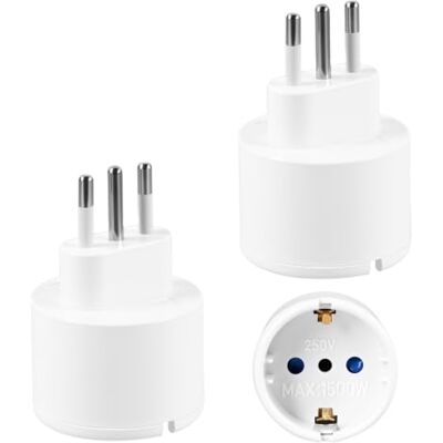 Carehabi 2-pak adapter podróżny Włochy, adapter z Włoch na wtyczkę Niemiec Wtyczka podróżna 1500 W, Włochy, adapter do gniazdka Schuko, niezbędny w podróży, wielokrotna ochrona Carehabi 2-pak adapter podróżny Włochy, adapter z Włoch na wtyczkę Niemiec Wtyczka podróżna 1500 W, Włochy, adapter do gniazdka Schuko, niezbędny w podróży, wielokrotna ochrona