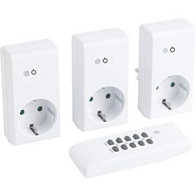 Meister 4-częściowy zestaw gniazd radiowych – 1100 W – 4 kanały i 1 kanał główny – z pilotem zdalnego sterowania – funkcja samouczenia – zasięg 30 m – IP20 do wnętrz/przełącznik radiowy / Meister 4-częściowy zestaw gniazd radiowych – 1100 W – 4 kanały i 1 kanał główny – z pilotem zdalnego sterowania – funkcja samouczenia – zasięg 30 m – IP20 do wnętrz/przełącznik radiowy /