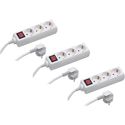 Meister Listwa zasilająca z 3 gniazdami – 3 sztuki – kabel 3 m – biały – przewód z tworzywa sztucznego – IP20 do wnętrz – przełącznik/listwa zasilająca/gniazdko stołowe/Tido 3-krotne / 7430570 Meister Listwa zasilająca z 3 gniazdami – 3 sztuki – kabel 3 m – biały – przewód z tworzywa sztucznego – IP20 do wnętrz – przełącznik/listwa zasilająca/gniazdko stołowe/Tido 3-krotne / 7430570