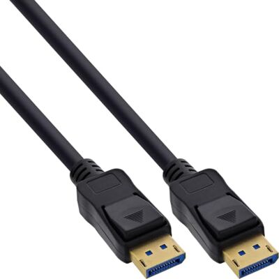 InLine Kabel DisplayPort 2.1, UHBR20, 80 Gb/s, pozłacane styki, 1,5 m Blokada wtyczki, 30 AWG, podwójne ekranowanie, powłoka PCW, czarna obudowa ABS InLine Kabel DisplayPort 2.1, UHBR20, 80 Gb/s, pozłacane styki, 1,5 m Blokada wtyczki, 30 AWG, podwójne ekranowanie, powłoka PCW, czarna obudowa ABS