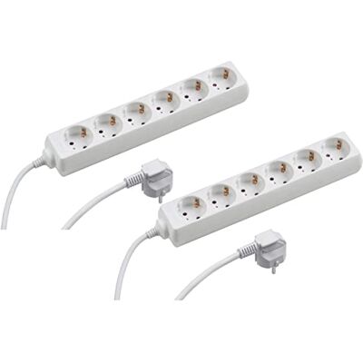 Meister Listwa zasilająca z 6 gniazdami, 2 sztuki, kabel 5 m, biały, przewód z tworzywa sztucznego, IP20, do wnętrz, listwa zasilająca, gniazdko stołowe, Tido 6-krotne, 7430480 Meister Listwa zasilająca z 6 gniazdami, 2 sztuki, kabel 5 m, biały, przewód z tworzywa sztucznego, IP20, do wnętrz, listwa zasilająca, gniazdko stołowe, Tido 6-krotne, 7430480