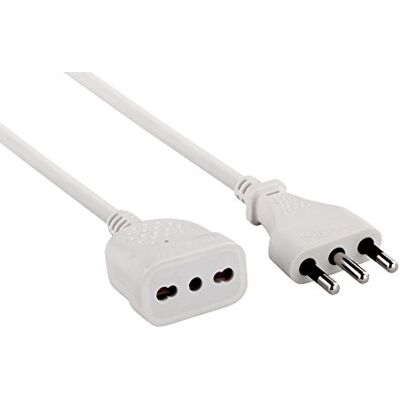 Electraline 46124 Przedłużacz 5 mt dwuwartościowa wtyczka i gniazdo 10/16A, biały przekrój kabla 3G1 mm² Electraline 46124 Przedłużacz 5 mt dwuwartościowa wtyczka i gniazdo 10/16A, biały przekrój kabla 3G1 mm²