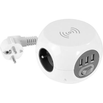 Gefom Kostka indukcyjna + USB. 3 gniazda 16 A + T + 3 ładowarki USB, 2, 4 A + ładowarka indukcyjna uniwersalny przełącznik, kabel 1, 40 m, 3G1, 5 mm2 Gefom Kostka indukcyjna + USB. 3 gniazda 16 A + T + 3 ładowarki USB, 2, 4 A + ładowarka indukcyjna uniwersalny przełącznik, kabel 1, 40 m, 3G1, 5 mm2