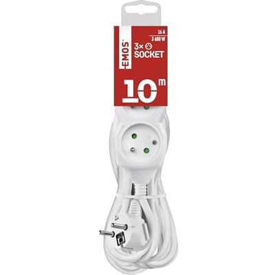 EMOS listwa zasilająca 3 gniazda, 10 m, gniazda 45°, 250 V 16 A 3680 W, H05VV-F3G 1,5 mm², zwiększona ochrona, IP20 do wnętrza, biała EMOS listwa zasilająca 3 gniazda, 10 m, gniazda 45°, 250 V 16 A 3680 W, H05VV-F3G 1,5 mm², zwiększona ochrona, IP20 do wnętrza, biała
