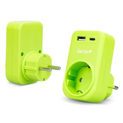 Garza Adapter wtykowy 3 w 1 z 1 gniazdem Schuko + 1 USB-A QC3.0 + 1 USB-C PD20W, szybkie ładowanie 20 W, ochrona dzieci, 3680 W, przenośny i bezpieczny Garza Adapter wtykowy 3 w 1 z 1 gniazdem Schuko + 1 USB-A QC3.0 + 1 USB-C PD20W, szybkie ładowanie 20 W, ochrona dzieci, 3680 W, przenośny i bezpieczny