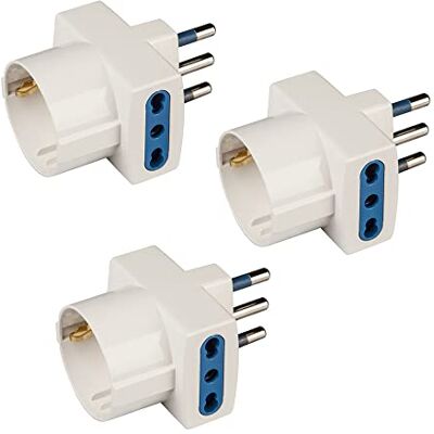 POLY POOL PP0468.3 Zestaw 3 adapterów z 2 gniazdami bipolarnymi, P30 standard włoski/niemiecki, Duża włoska wtyczka 16A POLY POOL PP0468.3 Zestaw 3 adapterów z 2 gniazdami bipolarnymi, P30 standard włoski/niemiecki, Duża włoska wtyczka 16A