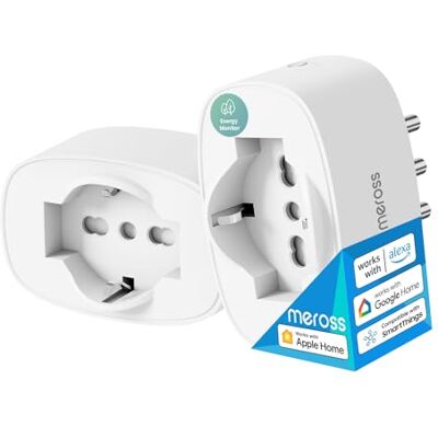 meross Włoskie inteligentne gniazdko WiFi z monitorowaniem energii, kompatybilne z Apple HomeKit, Alexa i Google Home, funkcja timera, pilot zdalnego sterowania, 3840 W, 16 A, 2,4 GHz, białe, 2 sztuki meross Włoskie inteligentne gniazdko WiFi z monitorowaniem energii, kompatybilne z Apple HomeKit, Alexa i Google Home, funkcja timera, pilot zdalnego sterowania, 3840 W, 16 A, 2,4 GHz, białe, 2 sztuki