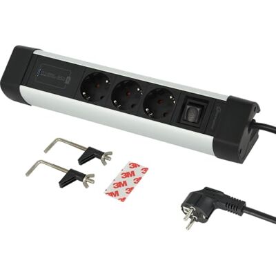 Electraline 62589 listwa zasilająca z wieloma gniazdami biurkowo-biurowymi, z 3 gniazdami Schuko+ 1 x USB C PD 65 W Power Delivery, kabel H05VV-F 3G1.5, 2M, ochrona przed przepięciami Electraline 62589 listwa zasilająca z wieloma gniazdami biurkowo-biurowymi, z 3 gniazdami Schuko+ 1 x USB C PD 65 W Power Delivery, kabel H05VV-F 3G1.5, 2M, ochrona przed przepięciami