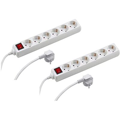 Meister Listwa zasilająca 6-drożna, zestaw 2 sztuk, kabel 1,4 m, biała, z przełącznikiem, IP20 do wnętrz, listwa zasilająca, gniazdo stołowe, Tido 6-drożna, 7430560 Meister Listwa zasilająca 6-drożna, zestaw 2 sztuk, kabel 1,4 m, biała, z przełącznikiem, IP20 do wnętrz, listwa zasilająca, gniazdo stołowe, Tido 6-drożna, 7430560