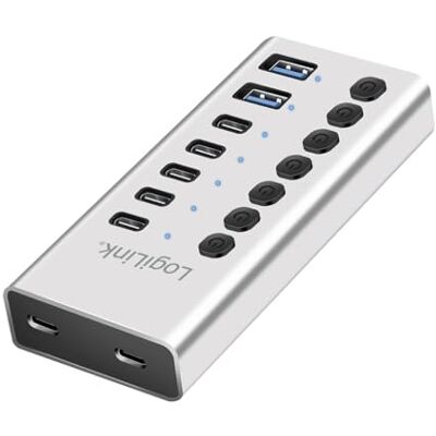 LogiLink UA0447 USB 3.2 Gen1 Hub z 7 portami i kablem/adapterem, USB typu A i USB typu C, włącznik/wyłącznik, aluminium LogiLink UA0447 USB 3.2 Gen1 Hub z 7 portami i kablem/adapterem, USB typu A i USB typu C, włącznik/wyłącznik, aluminium