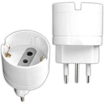 V-TAC 2 x adapter Schuko na wtyczkę 10 A, 2 sztuki, pojedyncze gniazdo 10A 2P + T dwufazowe/Schuko i włoska wtyczka 10 A, zasilanie do domu, biura, sklepu, firmy V-TAC 2 x adapter Schuko na wtyczkę 10 A, 2 sztuki, pojedyncze gniazdo 10A 2P + T dwufazowe/Schuko i włoska wtyczka 10 A, zasilanie do domu, biura, sklepu, firmy