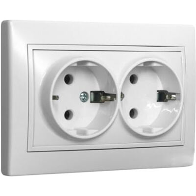 Brightium PODWÓJNA PODSTAWA SCHUKO 2P+T BIAŁA SERIA EUROPA Brightium PODWÓJNA PODSTAWA SCHUKO 2P+T BIAŁA SERIA EUROPA