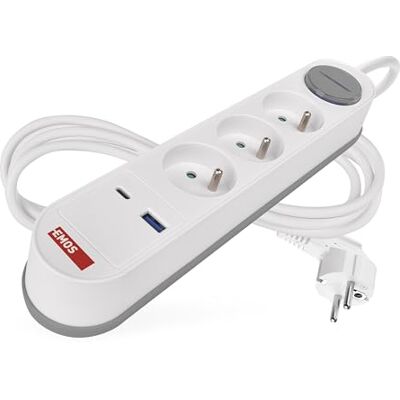 EMOS Przedłużacz 2m 3 gniazdka USB-A USB-C Włącznik EMOS Przedłużacz 2m 3 gniazdka USB-A USB-C Włącznik
