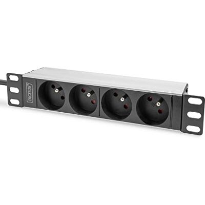 Digitus DN-95418-FR 4-gniazdowa listwa zasilająca 1U 10 cali (254 mm) układ francuski możliwość montażu w szafie sieciowej srebrny/czarny Digitus DN-95418-FR 4-gniazdowa listwa zasilająca 1U 10 cali (254 mm) układ francuski możliwość montażu w szafie sieciowej srebrny/czarny
