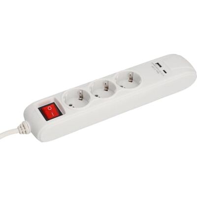 Unitec Gniazdko stołowe z 3 gniazdami USB A/C i podświetlanym przełącznikiem, zwiększona ochrona przed dotykiem 1,4 m, białe Unitec Gniazdko stołowe z 3 gniazdami USB A/C i podświetlanym przełącznikiem, zwiększona ochrona przed dotykiem 1,4 m, białe