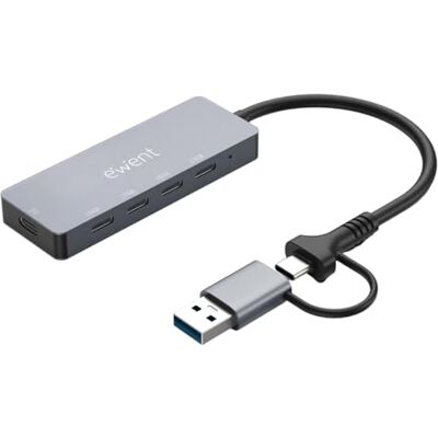 Ewent Hub USB-C 3.2 Gen2 4 w 1, 10 Gbps, wieloportowy adapter z 4 portami USB-C, wejście USB-C 5 V, kompatybilny z laptopem, tabletem MacBookiem, smartfonem, Windowsem, Mac i Linux Ewent Hub USB-C 3.2 Gen2 4 w 1, 10 Gbps, wieloportowy adapter z 4 portami USB-C, wejście USB-C 5 V, kompatybilny z laptopem, tabletem MacBookiem, smartfonem, Windowsem, Mac i Linux