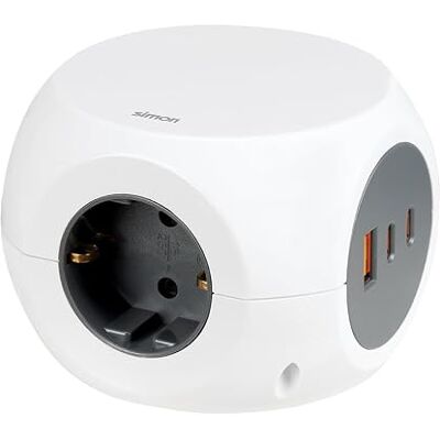 SIMON COMBIBALL gniazdo wtykowe, szybkie ładowanie 30 W, listwa zasilająca z USB, 7 gniazd ładowania, włamywacz gniazd z przełącznikiem, biały SIMON COMBIBALL gniazdo wtykowe, szybkie ładowanie 30 W, listwa zasilająca z USB, 7 gniazd ładowania, włamywacz gniazd z przełącznikiem, biały