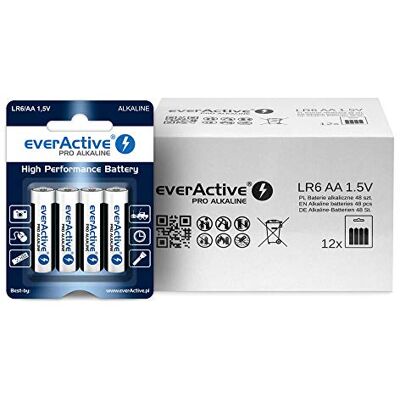 everActive LR06 Baterie Alkaliczne, 48 sztuk, AA everActive LR06 Baterie Alkaliczne, 48 sztuk, AA