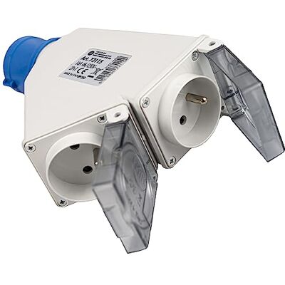 Fanton 73115 Wtyczka adaptera przemysłowego 2P+T 16A 200-250V 6h IP44 2 francuskie gniazda 2P+T 16A IP44 Fanton 73115 Wtyczka adaptera przemysłowego 2P+T 16A 200-250V 6h IP44 2 francuskie gniazda 2P+T 16A IP44