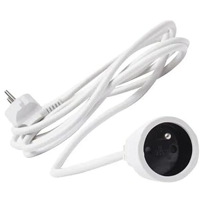 PRENDELUZ Biały kabel przedłużacz 3 metrów, H05VV-F 3G1.5m㎡, Gniazdo zasilania: 16A 250V PRENDELUZ Biały kabel przedłużacz 3 metrów, H05VV-F 3G1.5m㎡, Gniazdo zasilania: 16A 250V