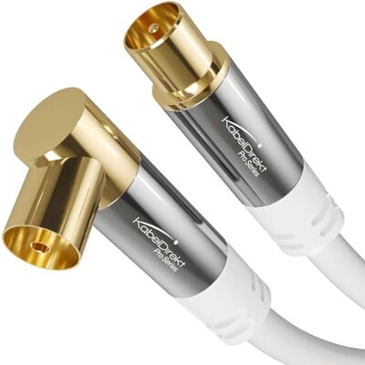 KabelDirekt – Kabel Antenowy 4K – 1,0m, biały, 90° Kątowe gniazdo/prosty wtyk, do DVB-C/DVB-T/DVB-S, biały KabelDirekt – Kabel Antenowy 4K – 1,0m, biały, 90° Kątowe gniazdo/prosty wtyk, do DVB-C/DVB-T/DVB-S, biały