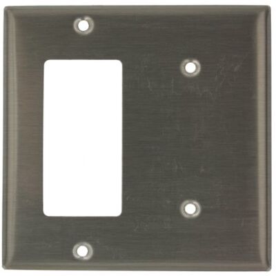 Leviton S1426-N 2-modułowa 1-pusta dekoracja/GFCI połączenie urządzeń, płyta ścienna, stal nierdzewna Leviton S1426-N 2-modułowa 1-pusta dekoracja/GFCI połączenie urządzeń, płyta ścienna, stal nierdzewna