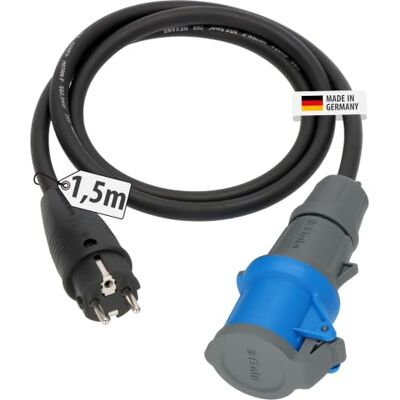 Brennenstuhl Kabel adapterowy Camping/adapter CEE z wtyczką z uziemieniem i złączem CEE (1,5m w kolorze czarnym, H07RN-F 3G2,5, 230V/16A, do stałego użytku na zewnątrz, wyprodukowany w Niemczech) Brennenstuhl Kabel adapterowy Camping/adapter CEE z wtyczką z uziemieniem i złączem CEE (1,5m w kolorze czarnym, H07RN-F 3G2,5, 230V/16A, do stałego użytku na zewnątrz, wyprodukowany w Niemczech)