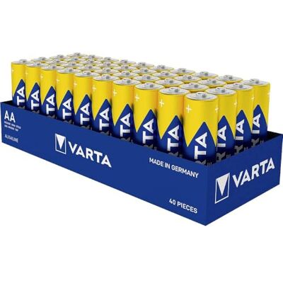 Varta Baterie AA, 40 szt., Longlife Power, alkaliczne LR6 1,5 V, Made in Germany, przechowywanie do 10 lat, do konsola do gier, szczoteczka do zębów, mysz, kontroler lub latarka Varta Baterie AA, 40 szt., Longlife Power, alkaliczne LR6 1,5 V, Made in Germany, przechowywanie do 10 lat, do konsola do gier, szczoteczka do zębów, mysz, kontroler lub latarka
