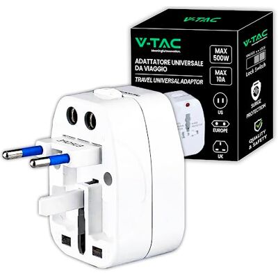 V-TAC Uniwersalny adapter podróżny z wtyczką USA, EUROPA, UK, AUS międzynarodowe gniazdo podróżne z zabezpieczeniem przed przeciążeniem dla urządzeń elektrycznych przełącznik blokady V-TAC Uniwersalny adapter podróżny z wtyczką USA, EUROPA, UK, AUS międzynarodowe gniazdo podróżne z zabezpieczeniem przed przeciążeniem dla urządzeń elektrycznych przełącznik blokady