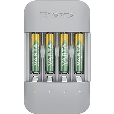 Varta Ładowarka do 4 AA/AAA Baterie akumulatorowe, Eco Charger Pro Recycled do akumulatorków NiMH, 75% materiału z recyklingu, W zestawie 4x AAA 800 mAh Varta Ładowarka do 4 AA/AAA Baterie akumulatorowe, Eco Charger Pro Recycled do akumulatorków NiMH, 75% materiału z recyklingu, W zestawie 4x AAA 800 mAh