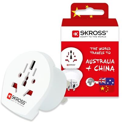 SKROSS 1.500222-E World to Australia/China Adapter podróżny do Australii i Chin napięcie i moc 100 V 1000 W/2500 W ochrona przeciwwstrząsowa SKROSS 1.500222-E World to Australia/China Adapter podróżny do Australii i Chin napięcie i moc 100 V 1000 W/2500 W ochrona przeciwwstrząsowa