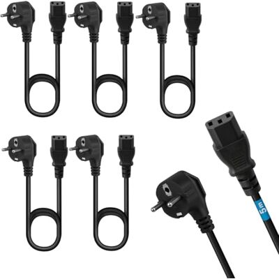 Waytex Zestaw 5 kabli zasilających 5 m do urządzeń z wtyczką CEE 7/7 Schuko do IEC 320 C13, do komputera, monitora, telewizora, ekranu komputera, projektora, sprzętu AGD Waytex Zestaw 5 kabli zasilających 5 m do urządzeń z wtyczką CEE 7/7 Schuko do IEC 320 C13, do komputera, monitora, telewizora, ekranu komputera, projektora, sprzętu AGD