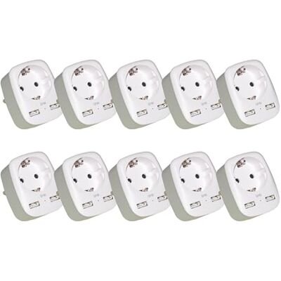LINK LKAD0610 włoski zasilacz ścienny wtyk 10a z 2 portami USB i gniazdem 2-biegunowym, 10 sztuk LINK LKAD0610 włoski zasilacz ścienny wtyk 10a z 2 portami USB i gniazdem 2-biegunowym, 10 sztuk