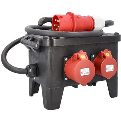 as - Schwabe as Schwabe Mobilny rozdzielacz prądu budowlanego CEE 32 A 400 V, 4 x T23 IP55, CEE 16 A i 32 A, 2 m H07RN-F, z FI/LS, IP44 zabezpieczony przed wodą rozbryzgową as - Schwabe as Schwabe Mobilny rozdzielacz prądu budowlanego CEE 32 A 400 V, 4 x T23 IP55, CEE 16 A i 32 A, 2 m H07RN-F, z FI/LS, IP44 zabezpieczony przed wodą rozbryzgową