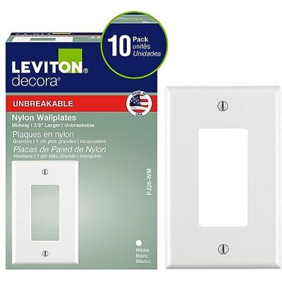 Leviton PJ26-WM 1-Gang Decora/GFCI płyta ścienna, 10-pak, biała Leviton PJ26-WM 1-Gang Decora/GFCI płyta ścienna, 10-pak, biała