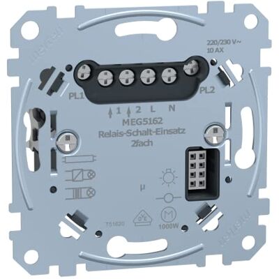 Schneider Electric Merten MEG5162-0000 podtynkowy przełącznik przekaźnikowy podwójny do obciążeń rezystancyjnych, indukcyjnych i pojemnościowych, takich jak żarówki, lampy energooszczędne Schneider Electric Merten MEG5162-0000 podtynkowy przełącznik przekaźnikowy podwójny do obciążeń rezystancyjnych, indukcyjnych i pojemnościowych, takich jak żarówki, lampy energooszczędne