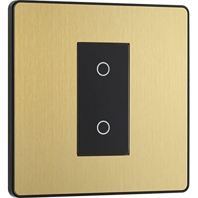 BG Electrical Przełącznik ściemniacza jednodotykowego Evolve, wtórny, 200 W, szczotkowany mosiądz BG Electrical Przełącznik ściemniacza jednodotykowego Evolve, wtórny, 200 W, szczotkowany mosiądz