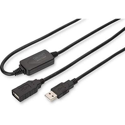 Digitus Aktywny przedłużacz USB 2.0 Kabel repeater USB A męski do USB A żeński 15 m 480 Mbit/s Plug & Play Zasilanie przez USB Czarny Digitus Aktywny przedłużacz USB 2.0 Kabel repeater USB A męski do USB A żeński 15 m 480 Mbit/s Plug & Play Zasilanie przez USB Czarny
