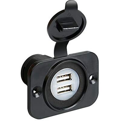 Lampa Złącze USB z osłoną ochronną, podwójne 12/24 V Lampa Złącze USB z osłoną ochronną, podwójne 12/24 V