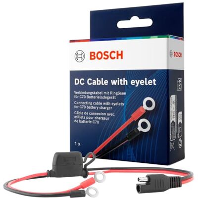 Bosch Ładowarka 0189999271 Kabel akumulatora z oczkami i bezpiecznikiem 40 A, oryginalna część zamienna o długości 52 cm, kabel 0189999271 Bosch Ładowarka 0189999271 Kabel akumulatora z oczkami i bezpiecznikiem 40 A, oryginalna część zamienna o długości 52 cm, kabel 0189999271