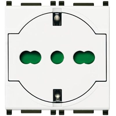 VIMAR 0R14211 Plana Socket Security 2P+T 16A 250V ~ uniwersalny włoski standard P40, biały 2 moduły VIMAR 0R14211 Plana Socket Security 2P+T 16A 250V ~ uniwersalny włoski standard P40, biały 2 moduły
