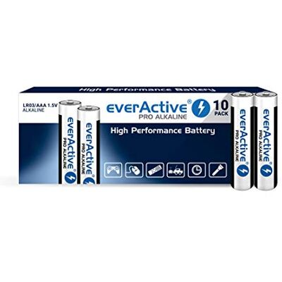 everActive Baterie AAA, 200 sztuk, baterie alkaliczne, Micro LR03 R03 1,5 V Najwyższa wydajność, 10 lat trwałości everActive Baterie AAA, 200 sztuk, baterie alkaliczne, Micro LR03 R03 1,5 V Najwyższa wydajność, 10 lat trwałości