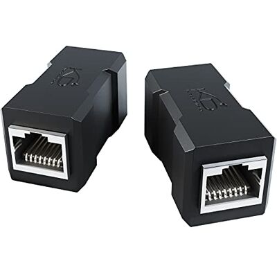 KabelDirekt – Łącznik RJ45 zestaw 2 szt. – 10 Gigabit – Cat 7 Dwa gniazda RJ45, łatwy sposób łączenia/ przedłużania kabli ethernetowych, CAT 7 do 10Gbit/s, czarny KabelDirekt – Łącznik RJ45 zestaw 2 szt. – 10 Gigabit – Cat 7 Dwa gniazda RJ45, łatwy sposób łączenia/ przedłużania kabli ethernetowych, CAT 7 do 10Gbit/s, czarny