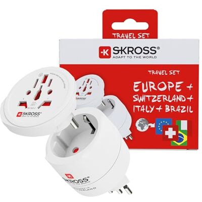 SKROSS Adapter podróżny Combo World, Szwajcaria + Włochy + Brazylia Uniwersalny dla ponad 150 krajów, 100-250 V, 10 A, do 2500 W Kompaktowy i wytrzymały – idealny do laptopów, smartfonów, tabletów SKROSS Adapter podróżny Combo World, Szwajcaria + Włochy + Brazylia Uniwersalny dla ponad 150 krajów, 100-250 V, 10 A, do 2500 W Kompaktowy i wytrzymały – idealny do laptopów, smartfonów, tabletów