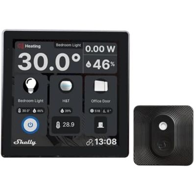 Shelly Wall Display Czarny + BLU H&T Czarny (Bundle) – Inteligentny dom, panel sterowania, czujnik temperatury i wilgotności Bluetooth, klasa IP54, darmowa historia danych, brak potrzeby hub Shelly Wall Display Czarny + BLU H&T Czarny (Bundle) – Inteligentny dom, panel sterowania, czujnik temperatury i wilgotności Bluetooth, klasa IP54, darmowa historia danych, brak potrzeby hub