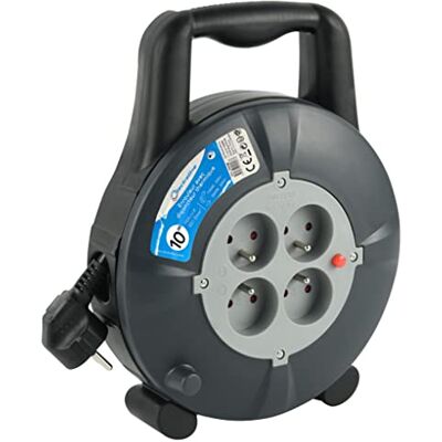 Electraline Enrouleur ménager - 5 metrów - 4 gniazdka - Szary/ Czarny - 16A - Power Strip Electraline Enrouleur ménager - 5 metrów - 4 gniazdka - Szary/ Czarny - 16A - Power Strip
