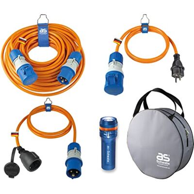 as - Schwabe as Schwabe 5-częściowy zestaw kempingowy: przedłużacz 25 m, 2 kable adapterów 1,5 m, ze wskaźnikiem napięcia Powerlight 1 latarka LED XT1 i 1 etui ochronne, wyprodukowane w Niemczech 19706 as - Schwabe as Schwabe 5-częściowy zestaw kempingowy: przedłużacz 25 m, 2 kable adapterów 1,5 m, ze wskaźnikiem napięcia Powerlight 1 latarka LED XT1 i 1 etui ochronne, wyprodukowane w Niemczech 19706